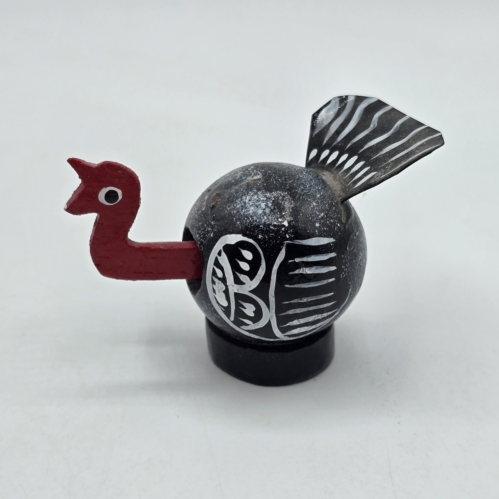 Vintage Mexican Folk Art Mini Turkey Alebrije Wood Bobble Head 1.75"